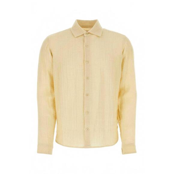 NEW LE KASHA men's dewas linen shirt in yellow
